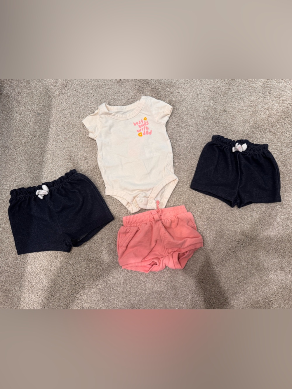 Carter's Girls 3-Pack Shorts & Onesie Set - Navy, Pink, Cream